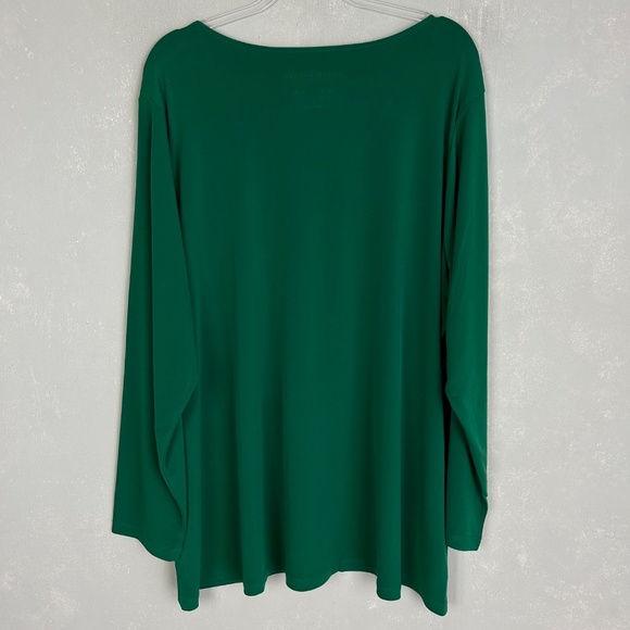 Susan Graver Modern Essentials plus size 3X long sleeve top green liquid knit - Picture 5 of 10